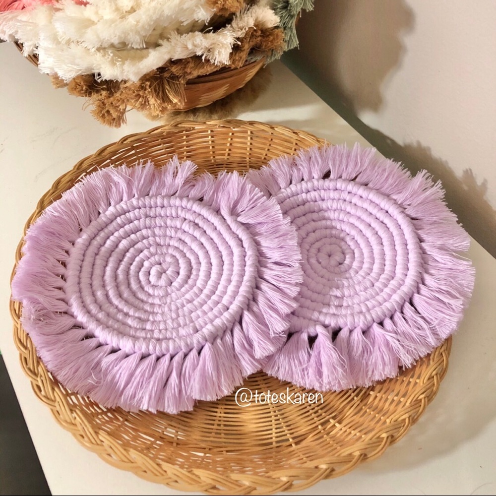 ✨HANDMADE✨ 2 macrame coasters - lavender - Picture 2 of 4
